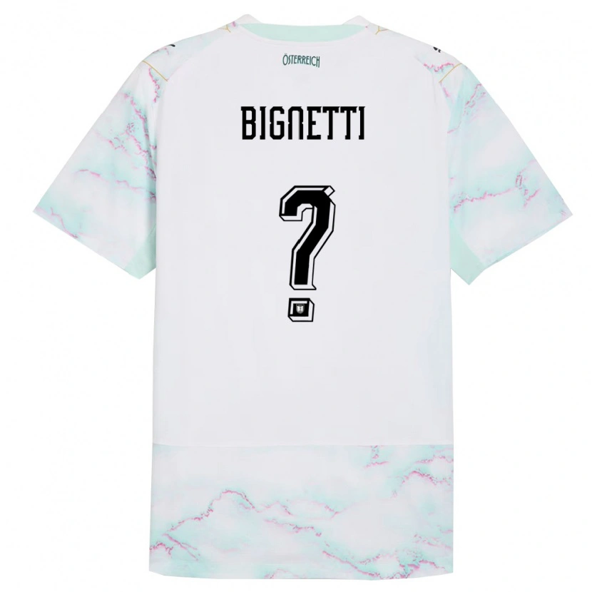 Danxen Kid Austria Matteo Bignetti #0 White Green Gold Away Jersey 26-28 T-Shirt