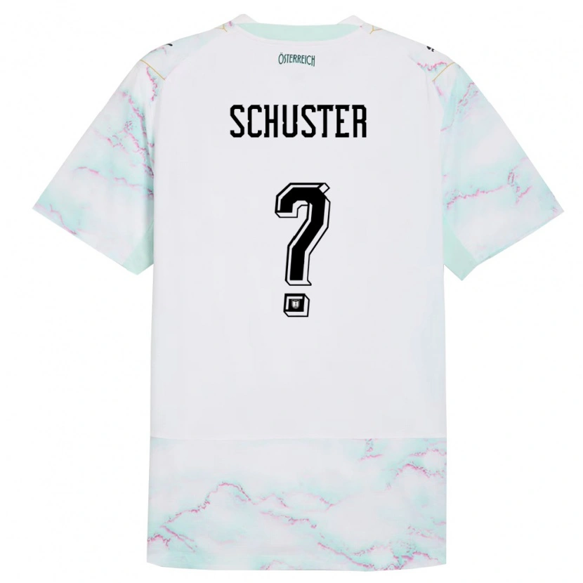 Danxen Kid Austria Jannik Schuster #0 White Green Gold Away Jersey 26-28 T-Shirt