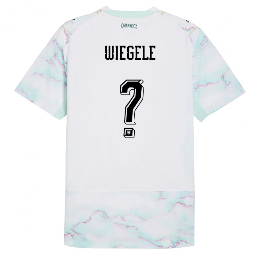 Danxen Kid Austria Florian Wiegele #0 White Green Gold Away Jersey 26-28 T-Shirt
