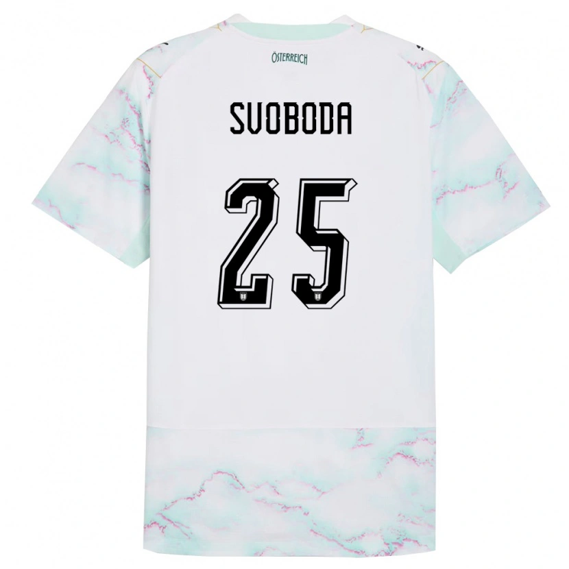 Danxen Kid Austria Michael Svoboda #25 White Green Gold Away Jersey 26-28 T-Shirt