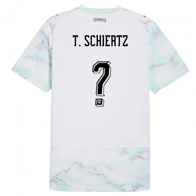 Danxen Kid Austria Tammo Schiertz #0 White Green Gold Away Jersey 26-28 T-Shirt