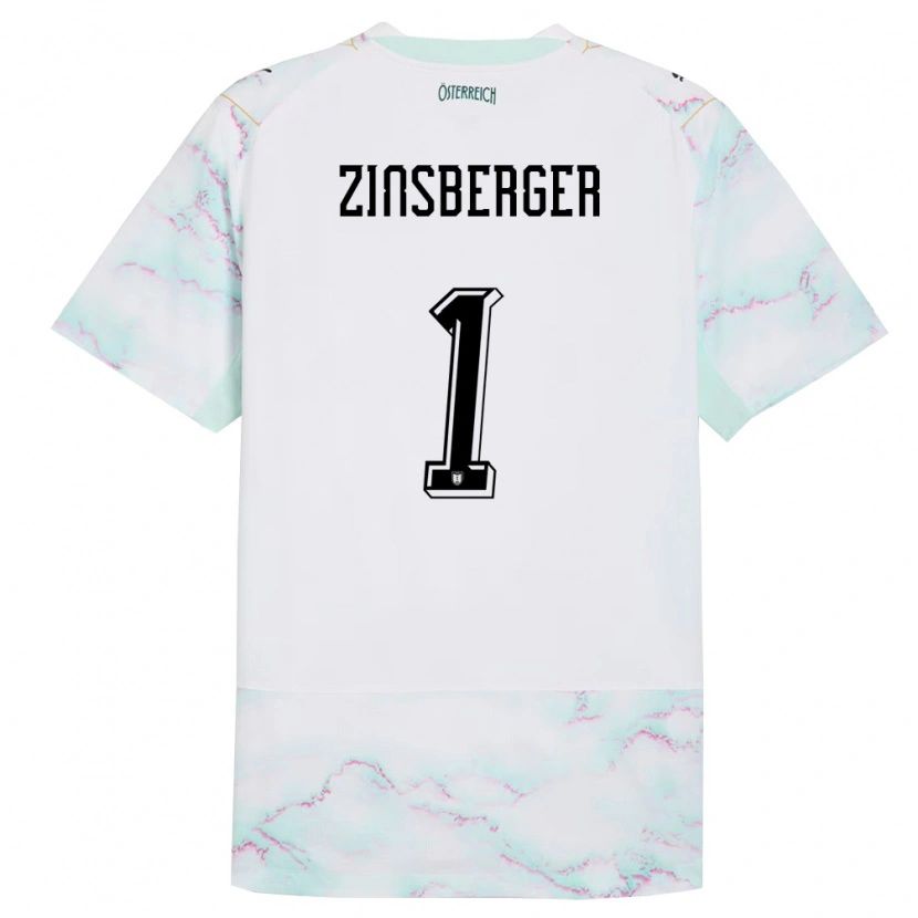 Danxen Kid Austria Manuela Zinsberger #1 White Green Gold Away Jersey 26-28 T-Shirt