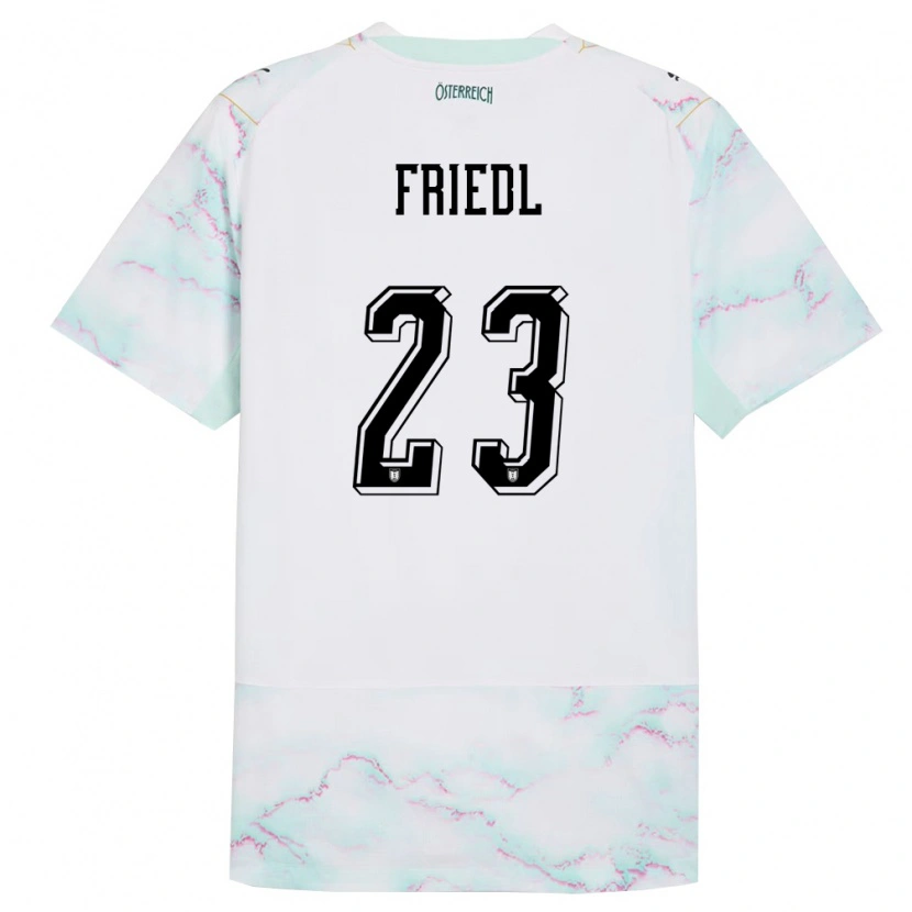 Danxen Kid Austria Marco Friedl #23 White Green Gold Away Jersey 26-28 T-Shirt