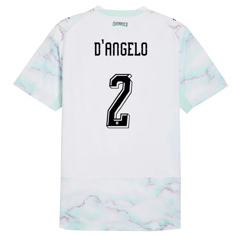 Danxen Kid Austria Chiara D’angelo #2 White Green Gold Away Jersey 26-28 T-Shirt