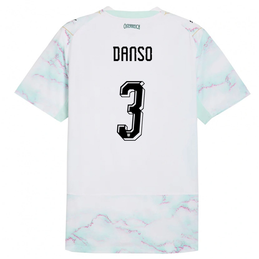 Danxen Kid Austria Kevin Danso #3 White Green Gold Away Jersey 26-28 T-Shirt