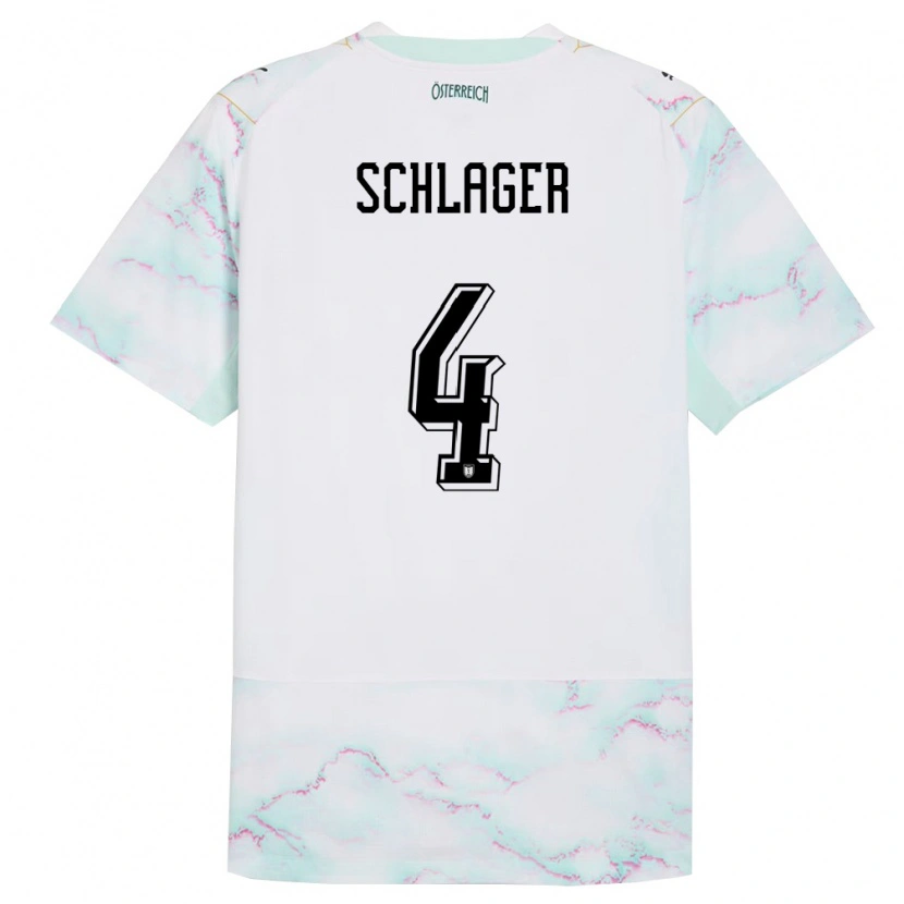 Danxen Kid Austria Xaver Schlager #4 White Green Gold Away Jersey 26-28 T-Shirt