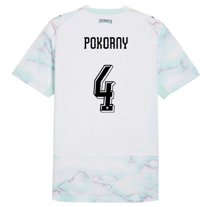 Danxen Kid Austria Jakob Pokorny #4 White Green Gold Away Jersey 26-28 T-Shirt