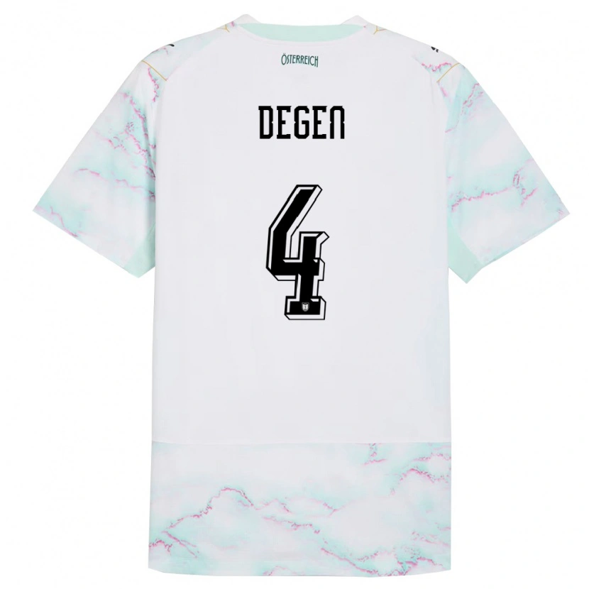 Danxen Kid Austria Celina Degen #4 White Green Gold Away Jersey 26-28 T-Shirt