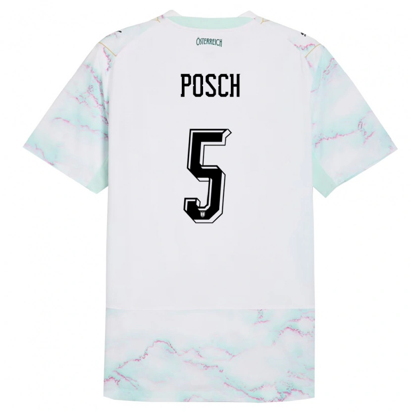 Danxen Kid Austria Stefan Posch #5 White Green Gold Away Jersey 26-28 T-Shirt