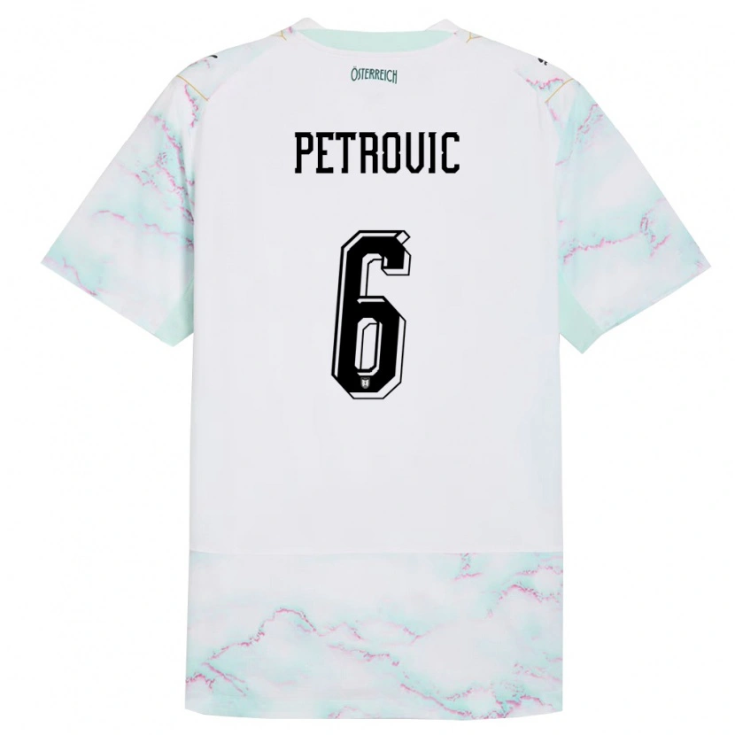 Danxen Kid Austria Stefan Petrovic #6 White Green Gold Away Jersey 26-28 T-Shirt