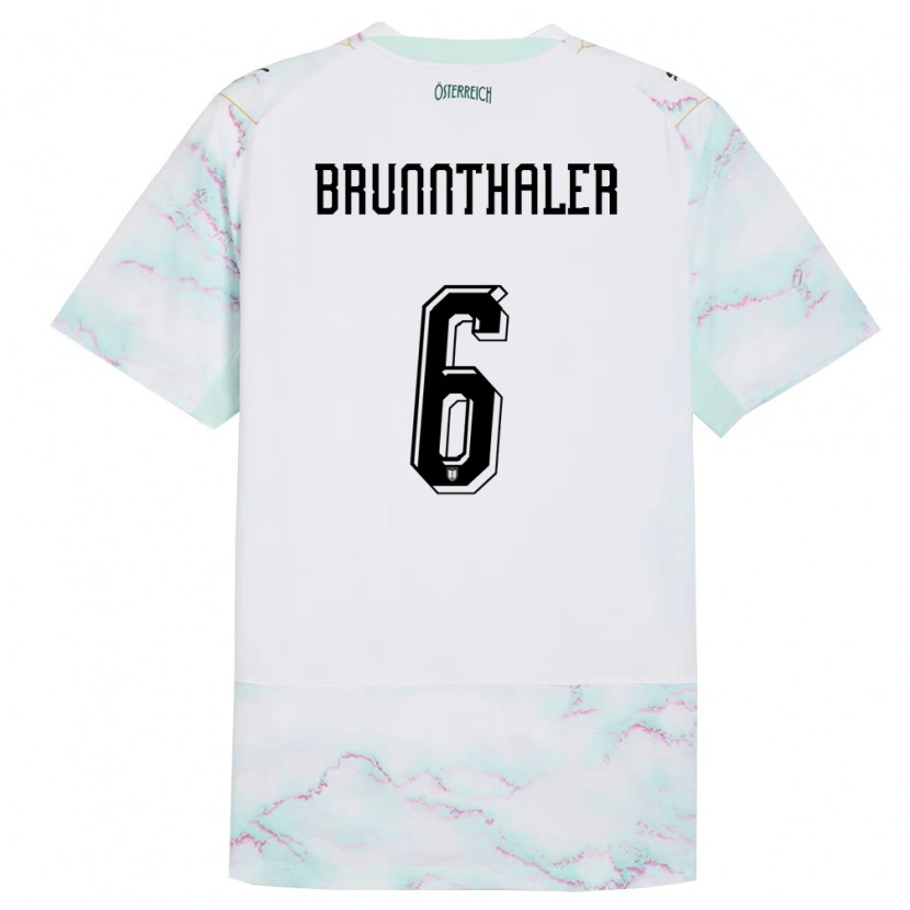 Danxen Kid Austria Melanie Brunnthaler #6 White Green Gold Away Jersey 26-28 T-Shirt