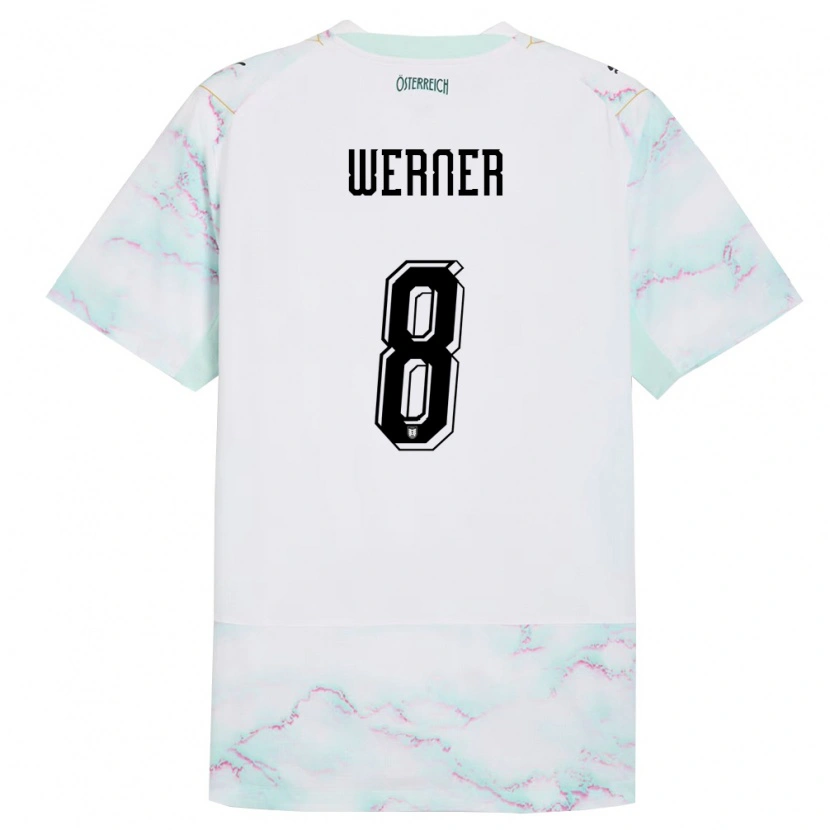 Danxen Kid Austria Jakob Werner #8 White Green Gold Away Jersey 26-28 T-Shirt