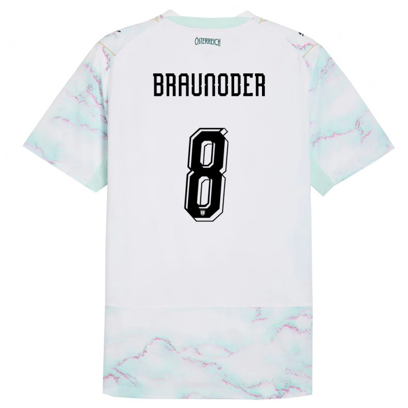 Danxen Kid Austria Matthias Braunöder #8 White Green Gold Away Jersey 26-28 T-Shirt