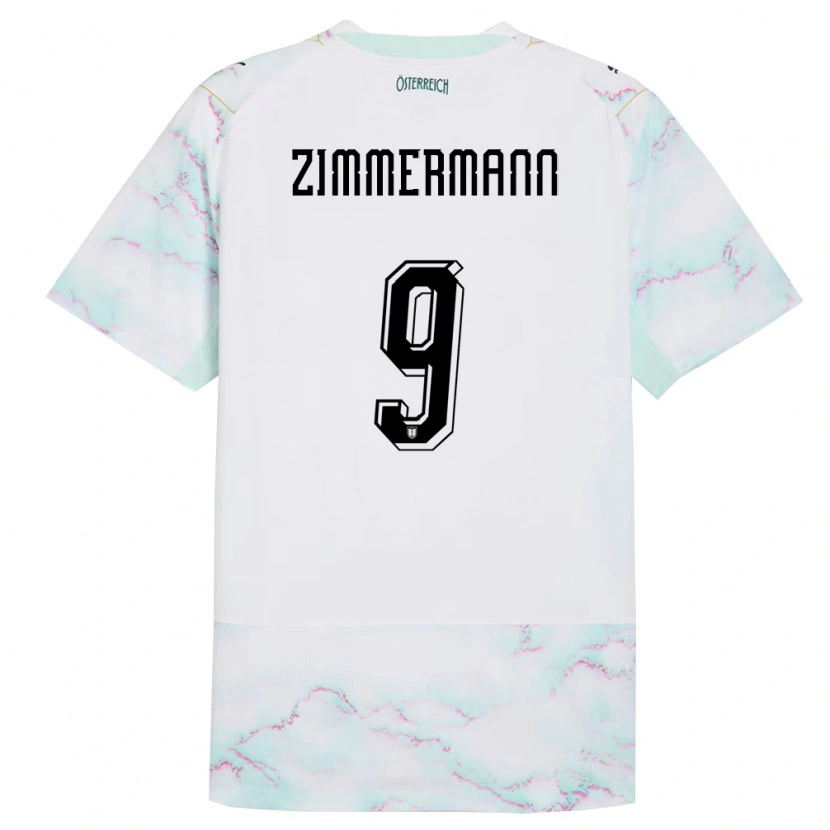 Danxen Kid Austria Bernhard Zimmermann #9 White Green Gold Away Jersey 26-28 T-Shirt