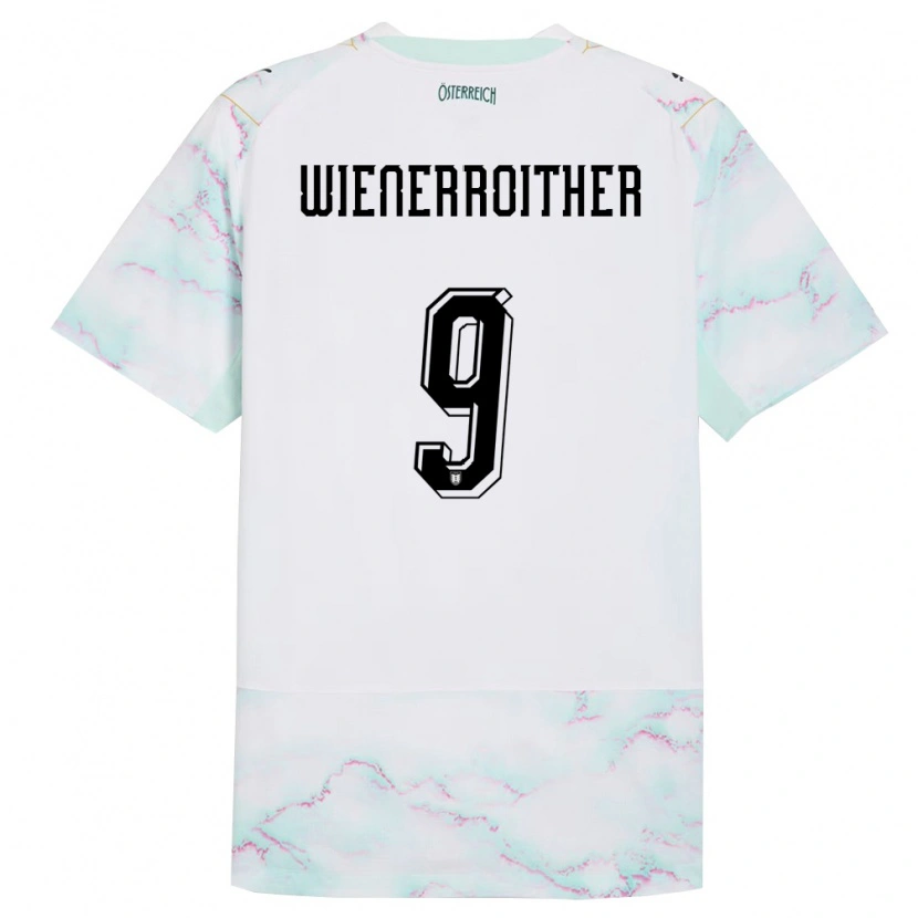 Danxen Kid Austria Katja Wienerroither #9 White Green Gold Away Jersey 26-28 T-Shirt