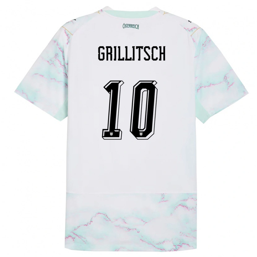 Danxen Kid Austria Florian Grillitsch #10 White Green Gold Away Jersey 26-28 T-Shirt