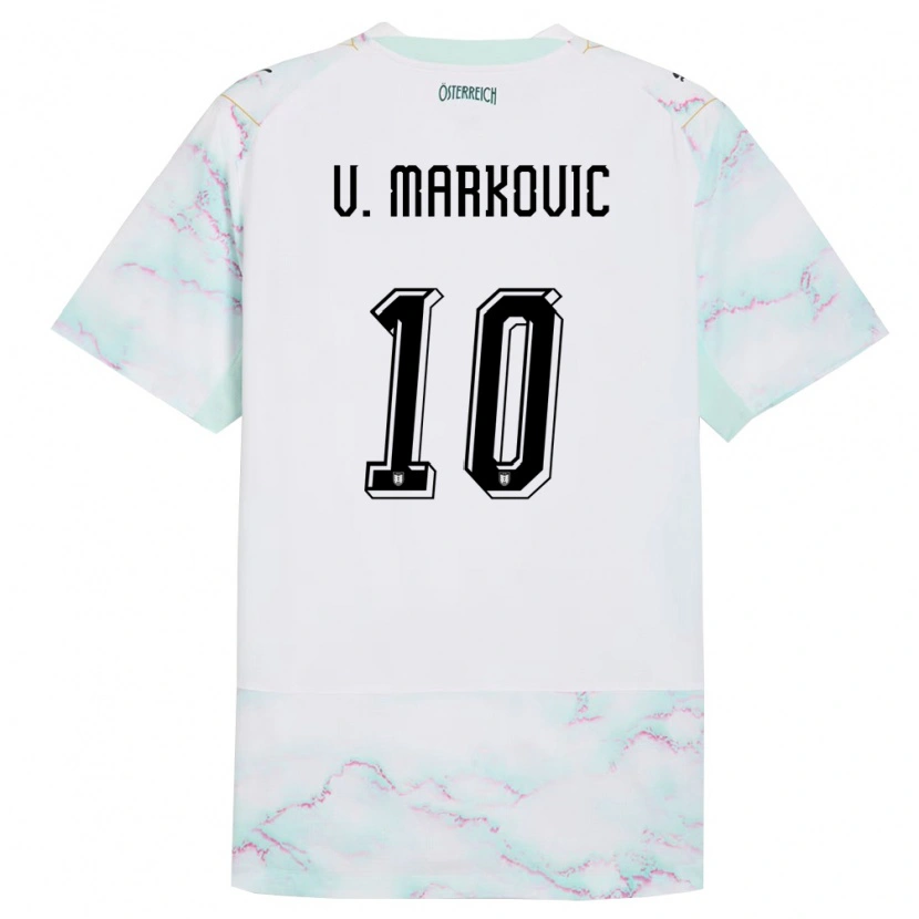 Danxen Kid Austria Vasilije Markovic #10 White Green Gold Away Jersey 26-28 T-Shirt
