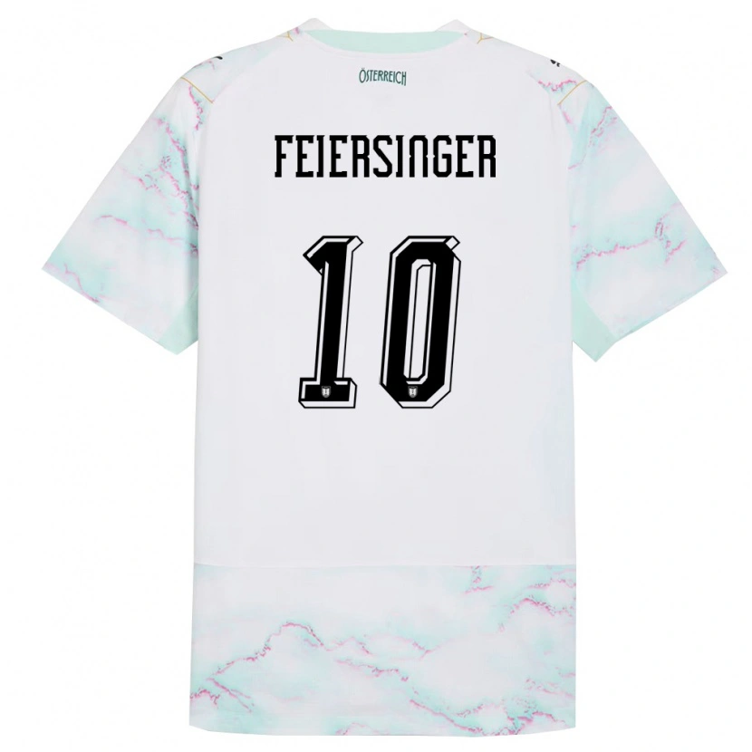Danxen Kid Austria Laura Feiersinger #10 White Green Gold Away Jersey 26-28 T-Shirt