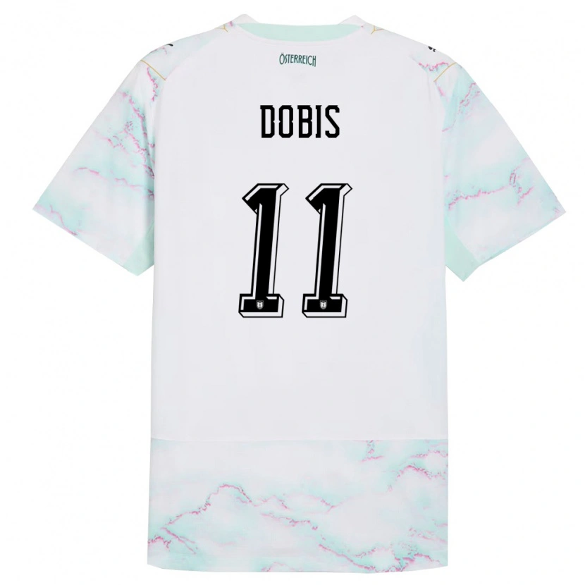 Danxen Kid Austria Dominik Dobis #11 White Green Gold Away Jersey 26-28 T-Shirt