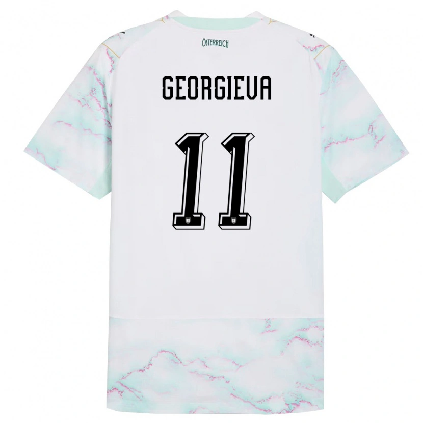 Danxen Kid Austria Marina Georgieva #11 White Green Gold Away Jersey 26-28 T-Shirt