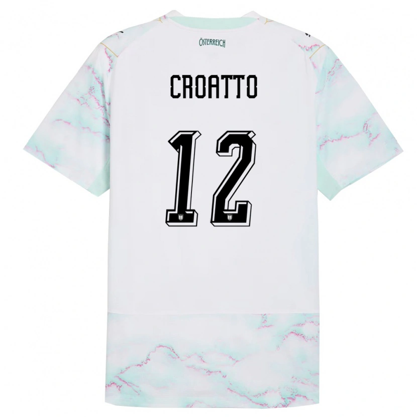 Danxen Kid Austria Michela Croatto #12 White Green Gold Away Jersey 26-28 T-Shirt