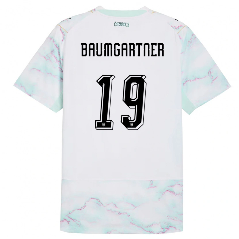 Danxen Kid Austria Christoph Baumgartner #19 White Green Gold Away Jersey 26-28 T-Shirt