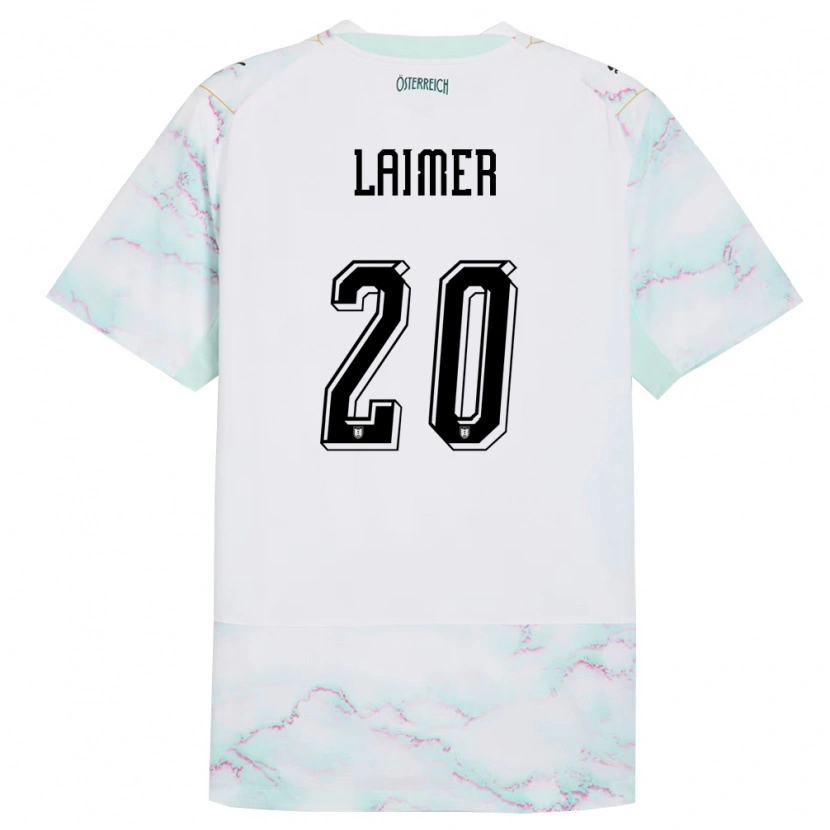 Danxen Kid Austria Konrad Laimer #20 White Green Gold Away Jersey 26-28 T-Shirt