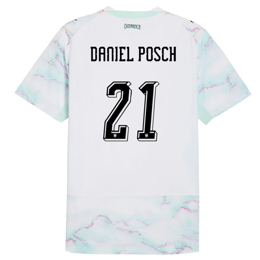 Danxen Kid Austria Daniel Posch #21 White Green Gold Away Jersey 26-28 T-Shirt