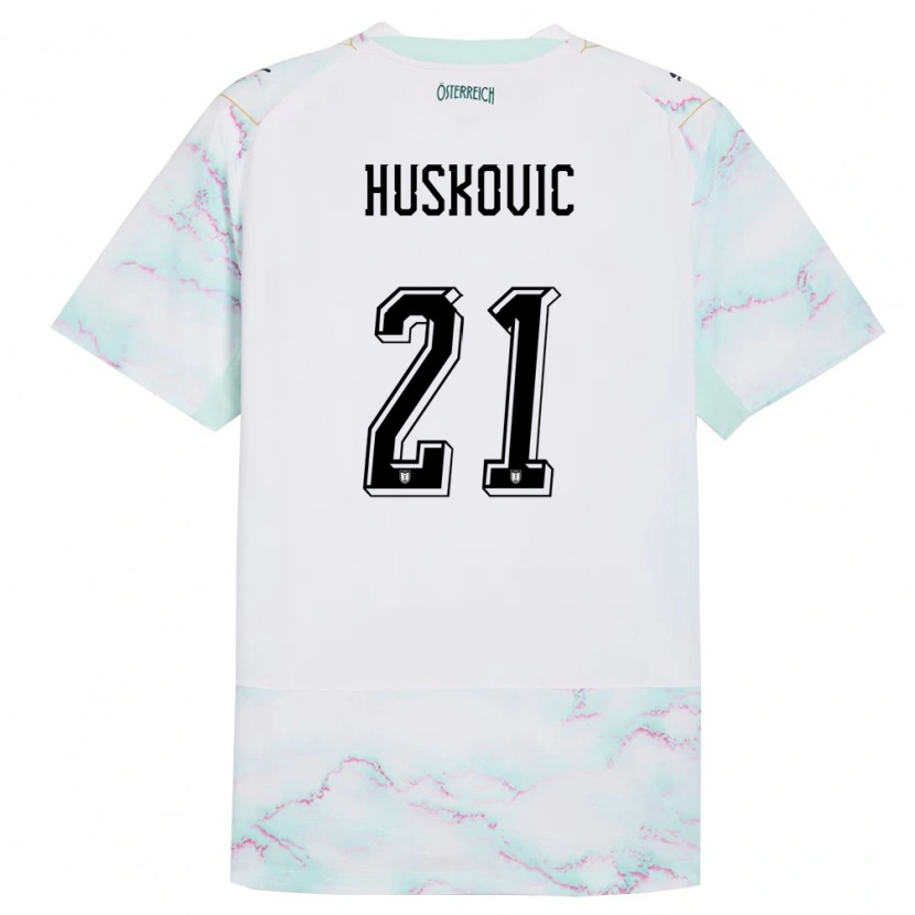 Danxen Kid Austria Muharem Huskovic #21 White Green Gold Away Jersey 26-28 T-Shirt