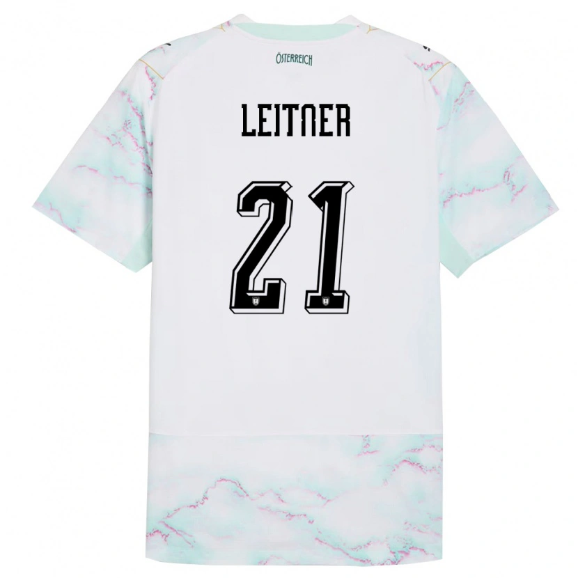 Danxen Kid Austria Annelie Leitner #21 White Green Gold Away Jersey 26-28 T-Shirt