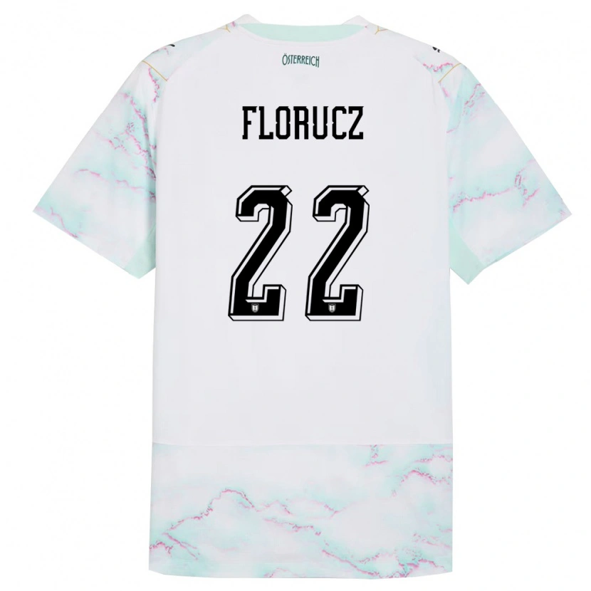Danxen Kid Austria Raul Florucz #22 White Green Gold Away Jersey 26-28 T-Shirt