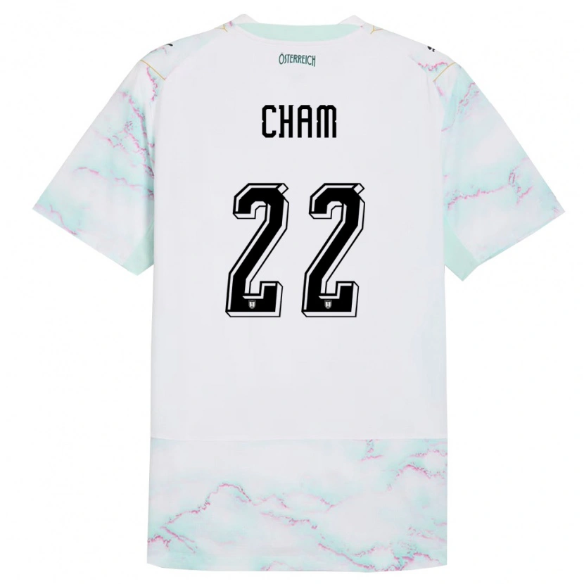 Danxen Kid Austria Muhammed Cham #22 White Green Gold Away Jersey 26-28 T-Shirt