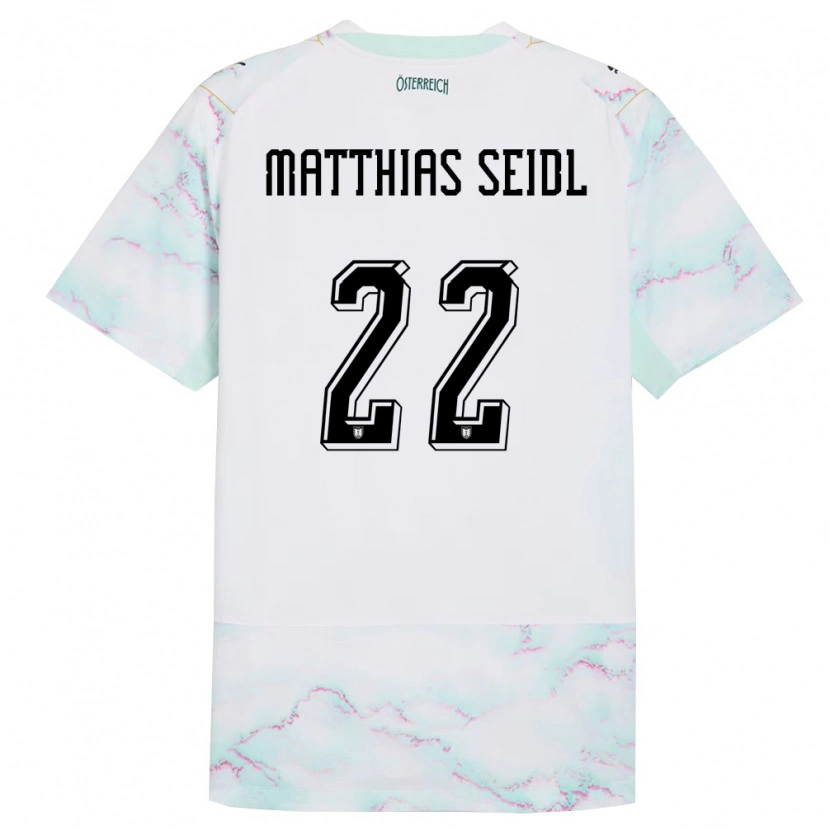 Danxen Kid Austria Matthias Seidl #22 White Green Gold Away Jersey 26-28 T-Shirt
