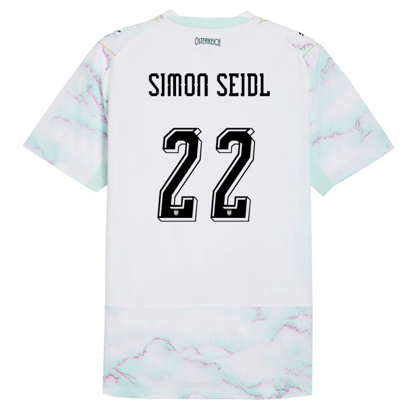 Danxen Kid Austria Simon Seidl #22 White Green Gold Away Jersey 26-28 T-Shirt