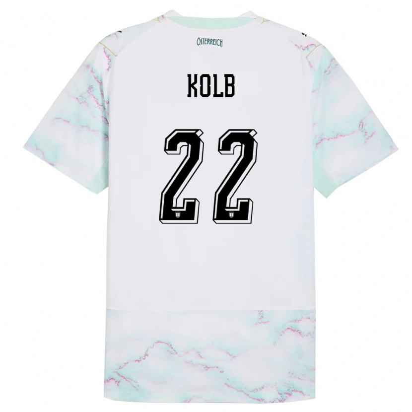 Danxen Kid Austria Lisa Kolb #22 White Green Gold Away Jersey 26-28 T-Shirt
