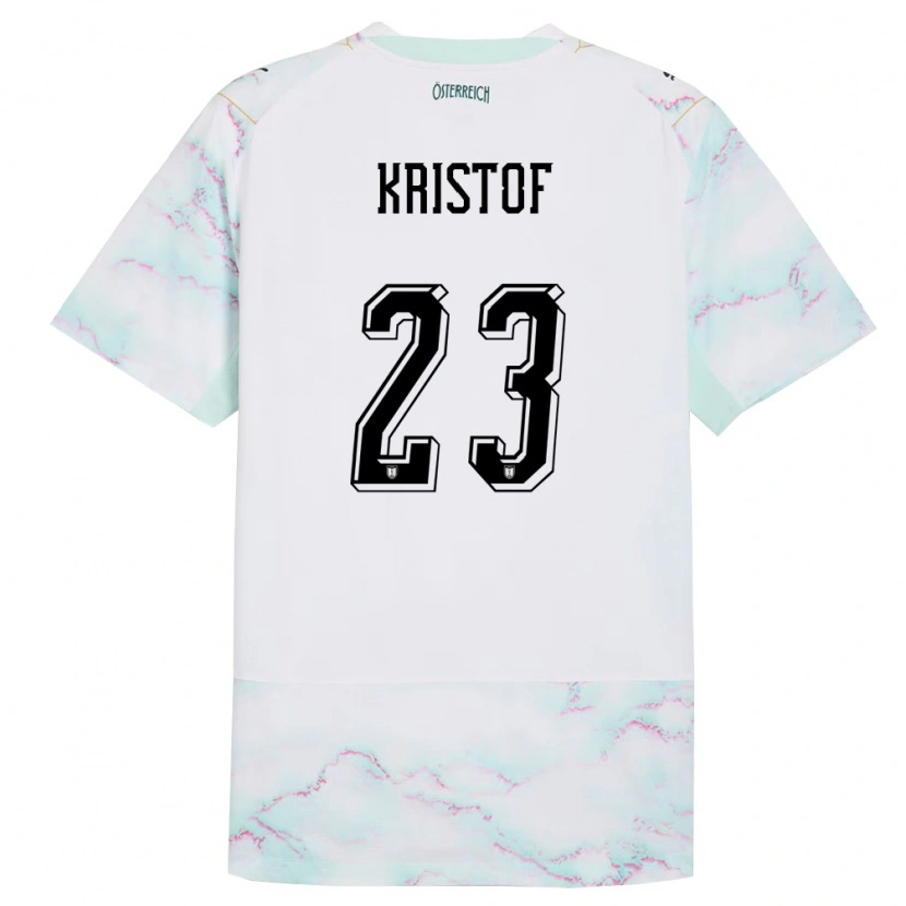 Danxen Kid Austria Nicolas Kristof #23 White Green Gold Away Jersey 26-28 T-Shirt