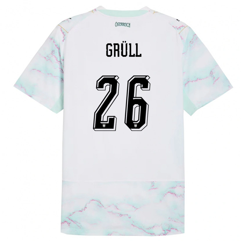 Danxen Kid Austria Marco Grüll #26 White Green Gold Away Jersey 26-28 T-Shirt