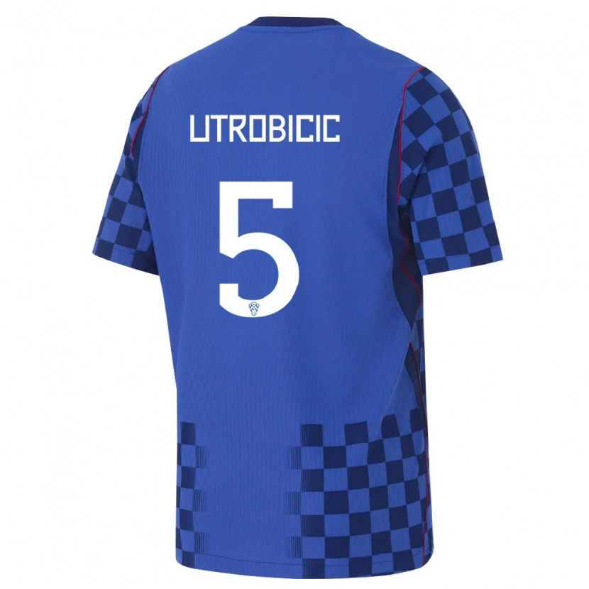 Danxen Kid Croatia Ante Utrobicic #5 Blue Navy Red Away Jersey 26-28 T-Shirt