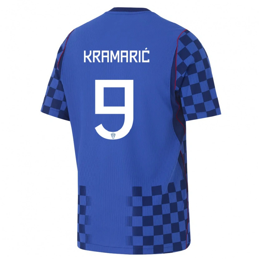 Danxen Kid Croatia Andrej Kramaric #9 Blue Navy Red Away Jersey 26-28 T-Shirt