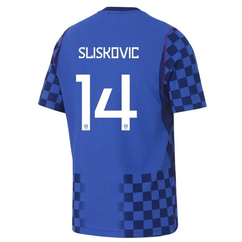 Danxen Kid Croatia Duje Sliskovic #14 Blue Navy Red Away Jersey 26-28 T-Shirt