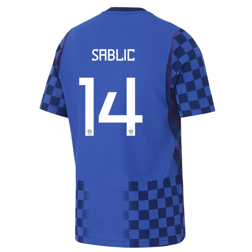 Danxen Kid Croatia Vito Sablic #14 Blue Navy Red Away Jersey 26-28 T-Shirt