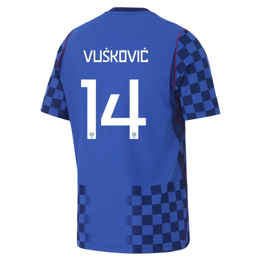 Danxen Kid Croatia Mario Vuskovic #14 Blue Navy Red Away Jersey 26-28 T-Shirt