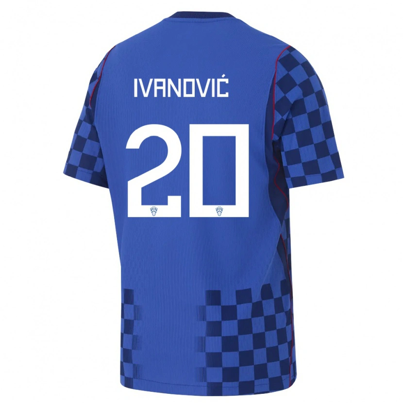 Danxen Kid Croatia Franjo Ivanović #20 Blue Navy Red Away Jersey 26-28 T-Shirt