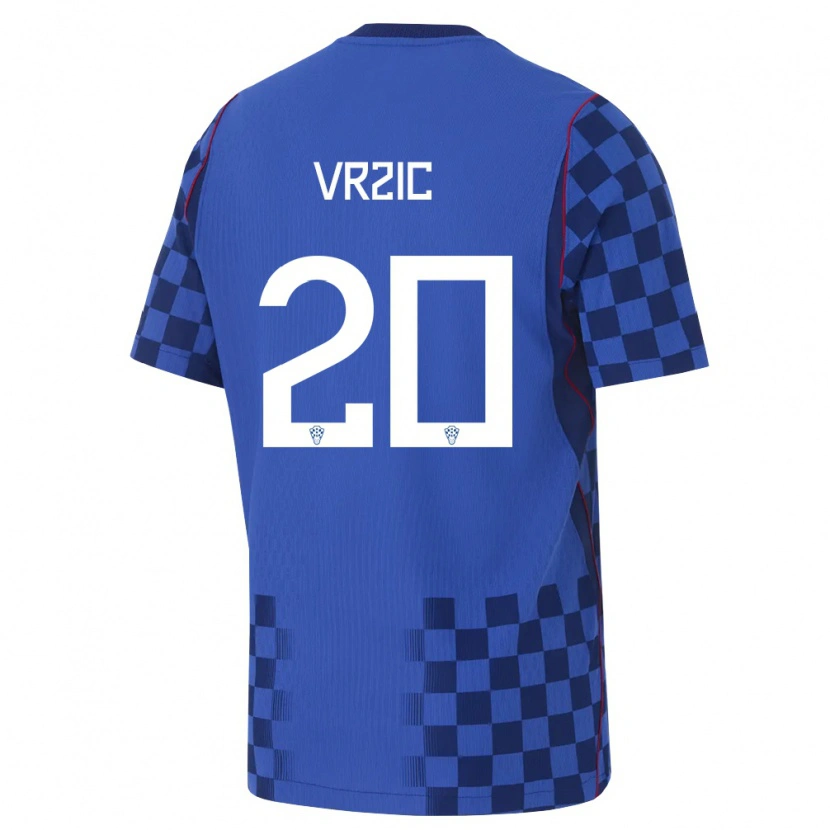 Danxen Kid Croatia Luka Vrzic #20 Blue Navy Red Away Jersey 26-28 T-Shirt