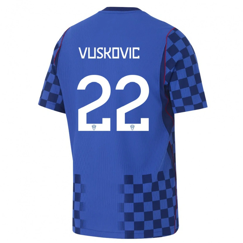 Danxen Kid Croatia Luka Vuskovic #22 Blue Navy Red Away Jersey 26-28 T-Shirt