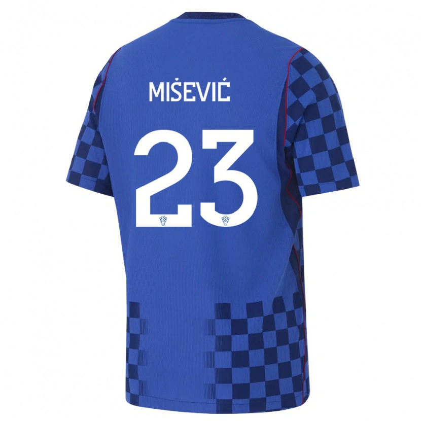 Danxen Kid Croatia Luigi Misevic #23 Blue Navy Red Away Jersey 26-28 T-Shirt
