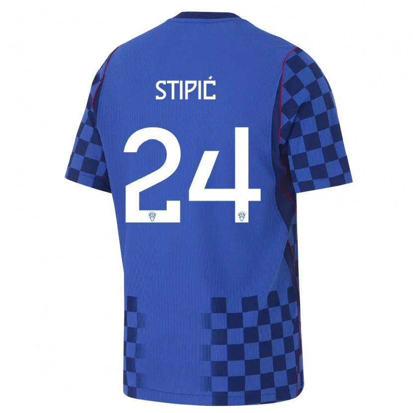Danxen Kid Croatia Mihael Stipic #24 Blue Navy Red Away Jersey 26-28 T-Shirt