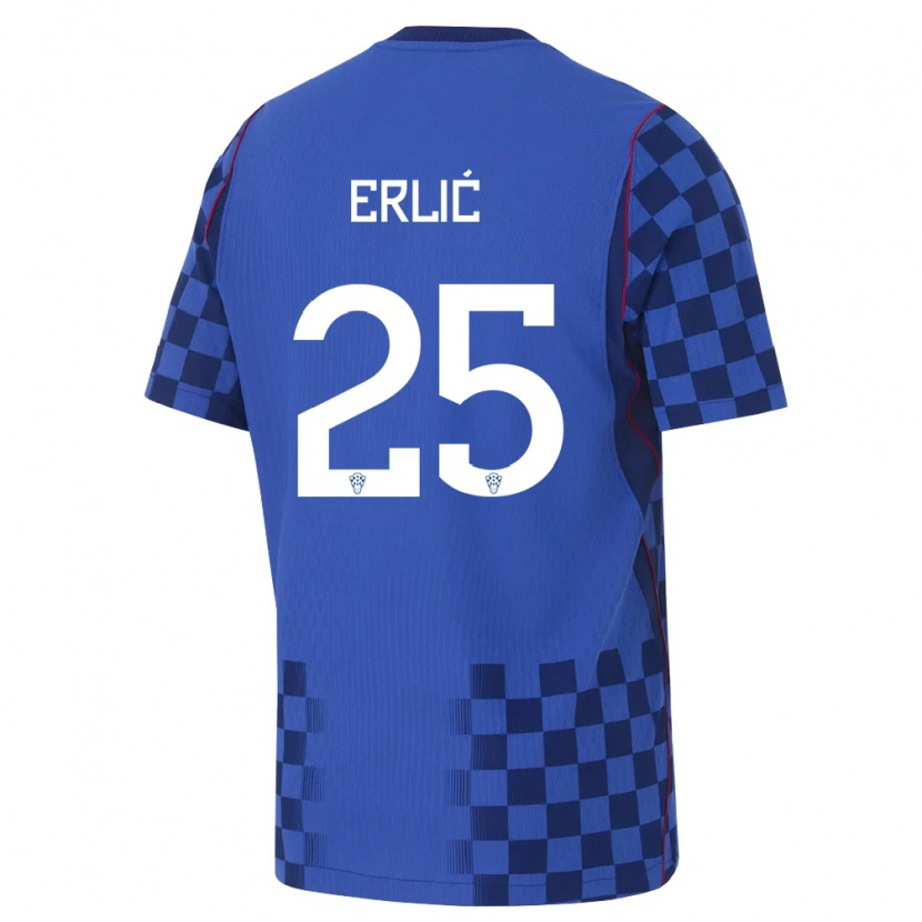Danxen Kid Croatia Martin Erlić #25 Blue Navy Red Away Jersey 26-28 T-Shirt