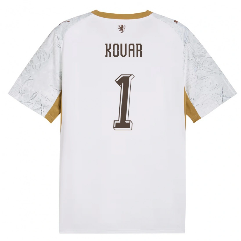 Danxen Kid Czech Republic Matej Kovar #1 Off-White Gold Gray Away Jersey 26-28 T-Shirt