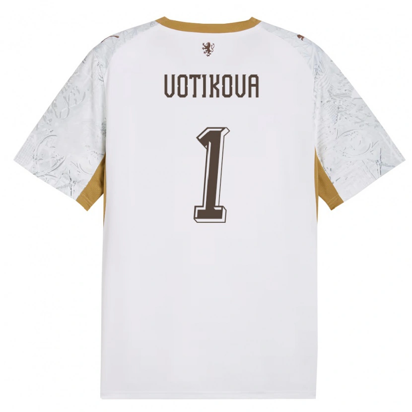 Danxen Kid Czech Republic Barbora Votíková #1 Off-White Gold Gray Away Jersey 26-28 T-Shirt